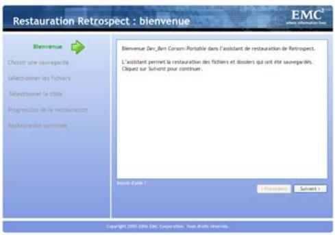 EMC RETROSPECT - Pour restaurer les fichiers de RLU client : - 1