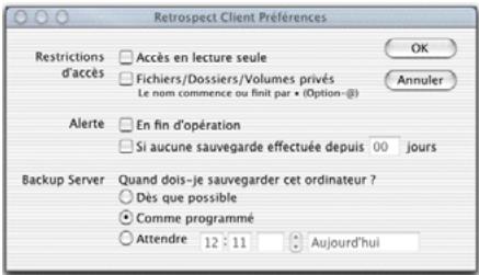 EMC RETROSPECT - Préférences générales - 2