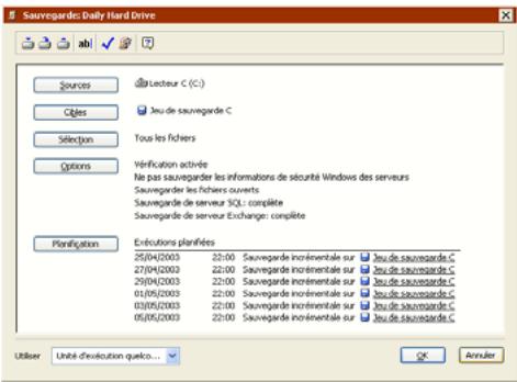 EMC RETROSPECT - Modification des paramètres d'un script - 1