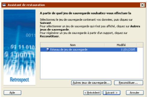 EMC RETROSPECT - Sélection d'un jeu de sauvegarde - 1