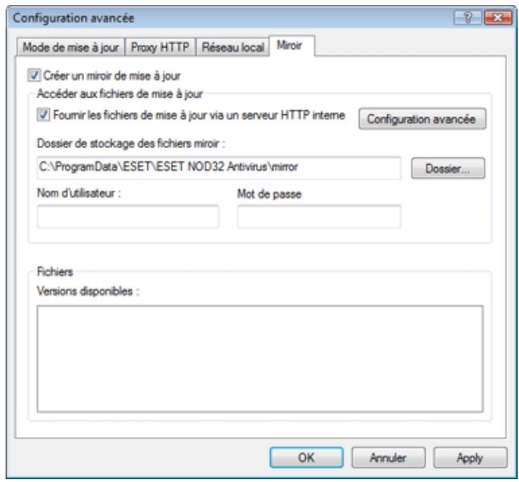 ESET NOD32 ANTIVIRUS 3.0 - Création de copies de mises à jour : miroir - 1