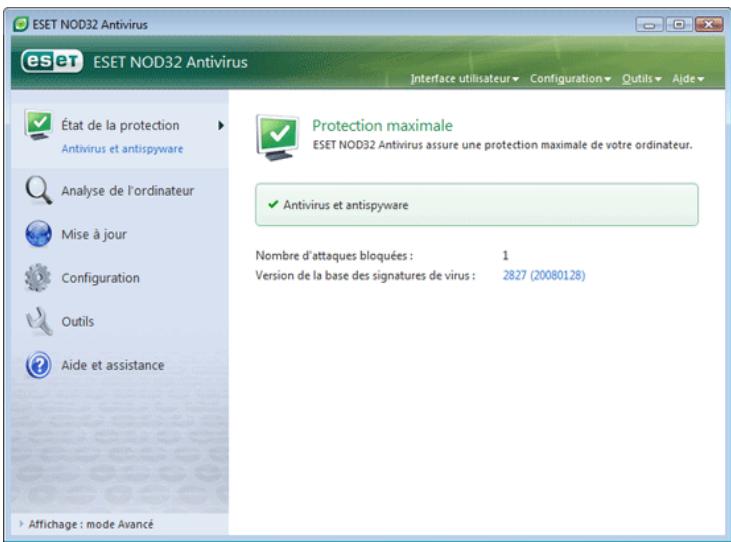 ESET NOD32 ANTIVIRUS 3.0 - Présentation de l'interface utilisée : les modes - 1