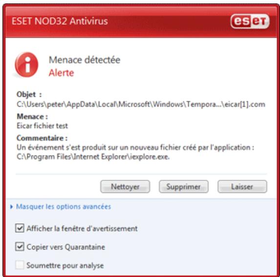 ESET NOD32 ANTIVIRUS 3.0 - Une infiltration est détectée - 1