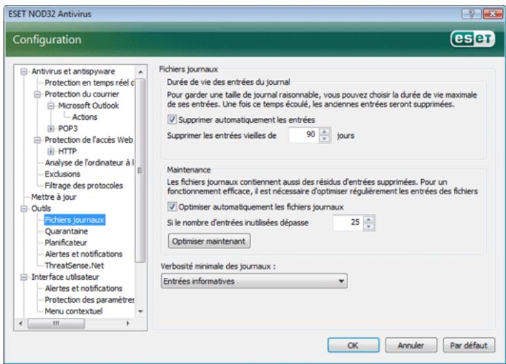 ESET NOD32 ANTIVIRUS 3.0 - Maintenance des journaux - 1