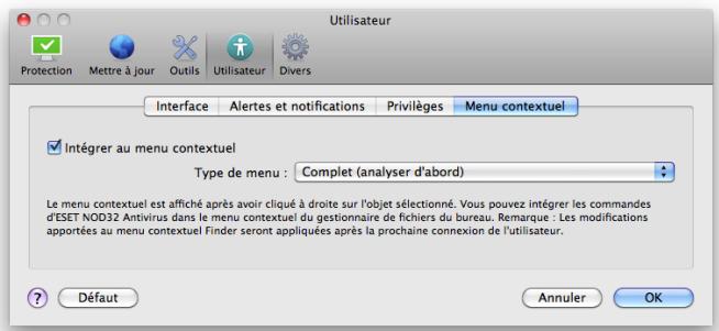 ESET NOD32 ANTIVIRUS 4 BUSINESS EDITION FOR MAC OS X - Menu contextuel - 1