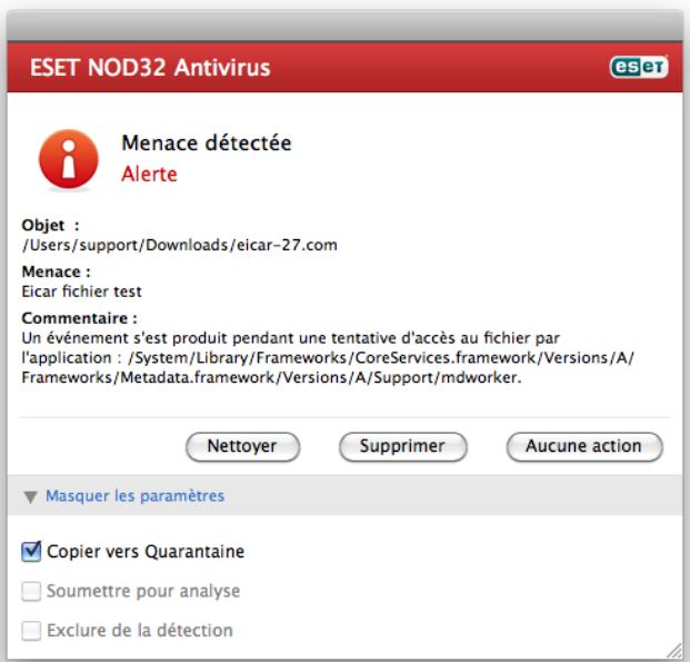 ESET NOD32 ANTIVIRUS 4 BUSINESS EDITION FOR MAC OS X - Une infiltration est détectée - 1