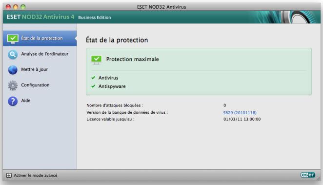 ESET NOD32 ANTIVIRUS 4 BUSINESS EDITION FOR MAC OS X - Contrôle du fonctionnement du système - 1
