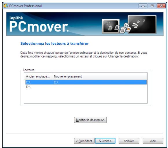 LAPLINK PCMOVER PROFESSIONAL - Sélectionnez les lecteurs à transférer - 1