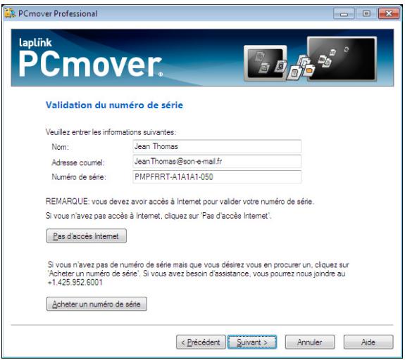 LAPLINK PCMOVER PROFESSIONAL - Validation du numéro de série - 1