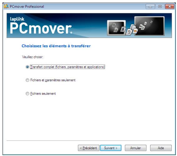 LAPLINK PCMOVER PROFESSIONAL - Choisir les éléments à transférer - 1
