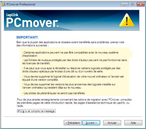 LAPLINK PCMOVER PROFESSIONAL - Information importante - 1