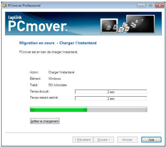 LAPLINK PCMOVER PROFESSIONAL - Migration en cours - charger l'instantanée - 1