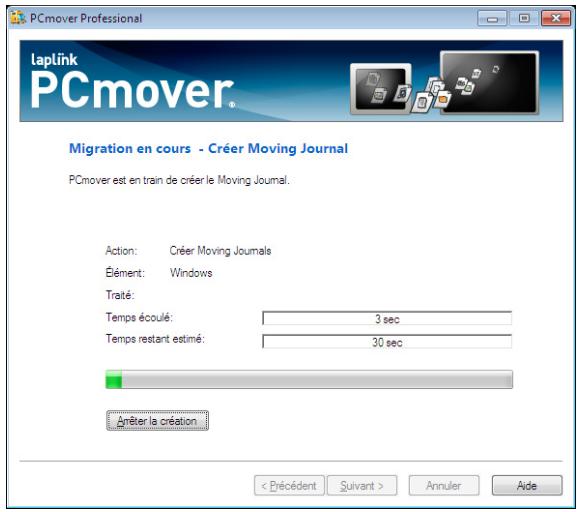 LAPLINK PCMOVER PROFESSIONAL - Migration en cours - créer moving journal - 1