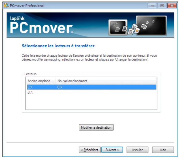 LAPLINK PCMOVER PROFESSIONAL - Sélectionnez les lecteurs à transférer - 1