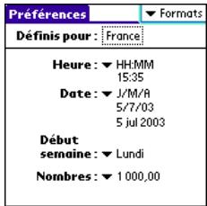TREO 600 - Définition des formats de date et d'heure - 1