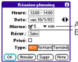TREO 600 - Ajout d'un rappel d'alarme à un événement - 1