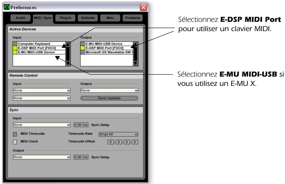 E-MU 0404 - Configuration des paramètres MIDI - 1