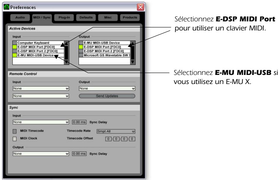 E-MU 1212M PCI - Configuration des paramètres MIDI - 1