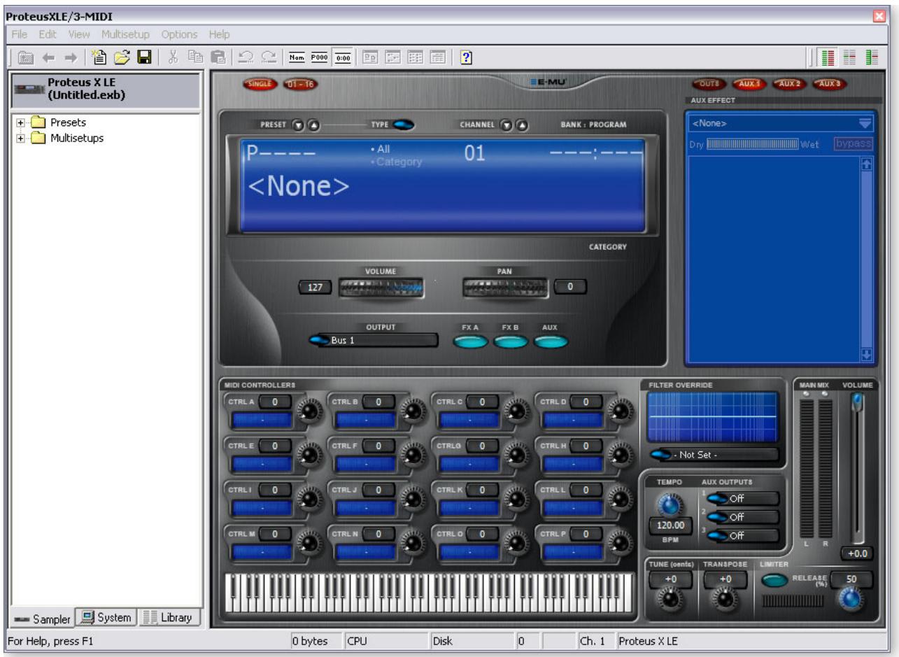 E-MU 1212M PCI - La fenetre d'éditeur du Proteus X LE s'affiche : - 1