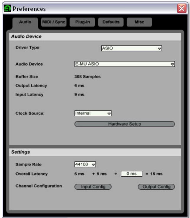 E-MU 1212M PCI - - Réglage des préférences - 1