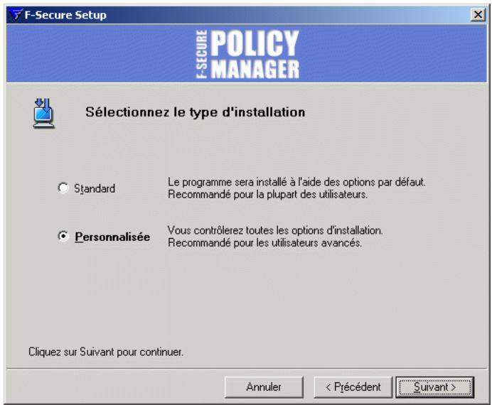 F-SECURE POLICY MANAGER 7.0 - Étape 4. sélectionnez le type d'installation : - 1