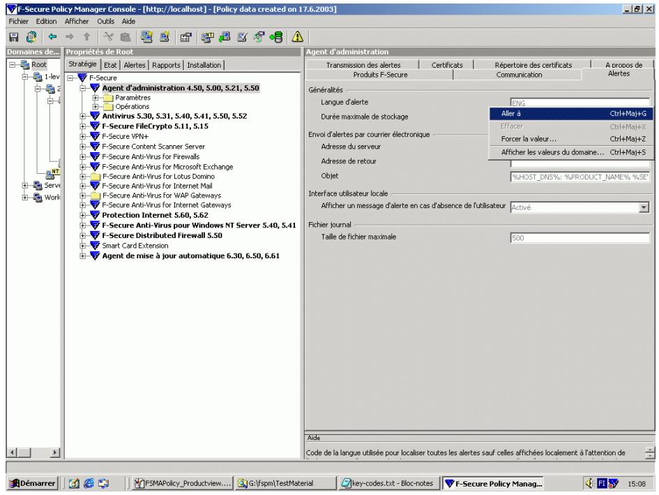 F-SECURE POLICY MANAGER 7.0 - Utilisation du menu contextuel pour les paramètres de stratégie - 1