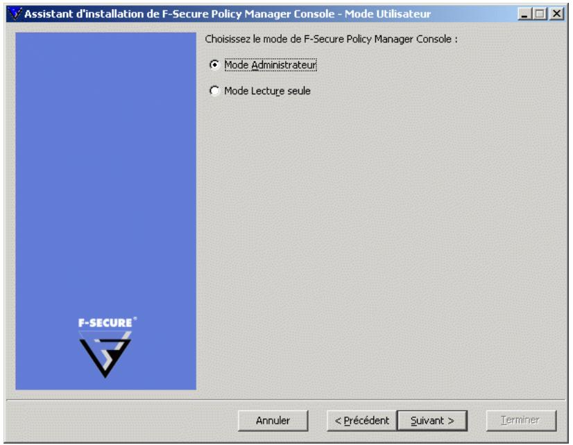 F-SECURE POLICY MANAGER 7.0 - Étape 11. sélectionnez le mode d'utilisation correspondant à vos besoins : - 1