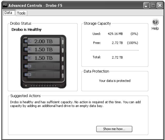 DATA ROBOTICS DROBO - Advanced Controls: Data tab - 1