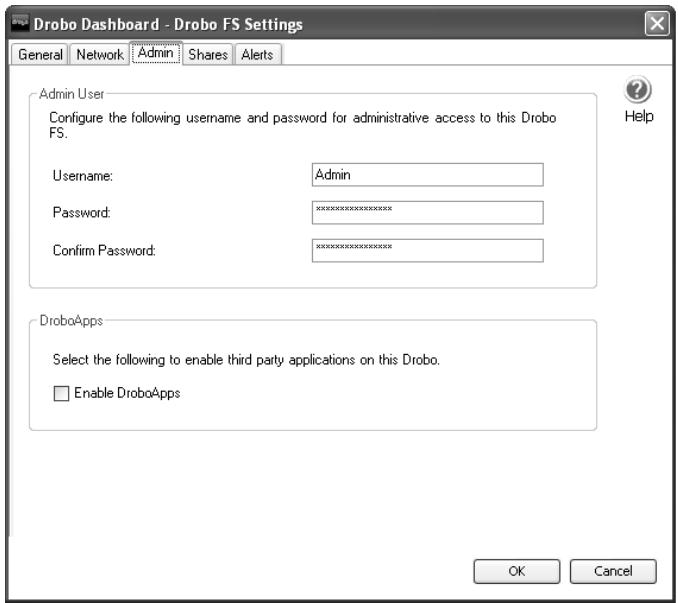 DATA ROBOTICS DROBO - Registerkarte „Admin" - 1