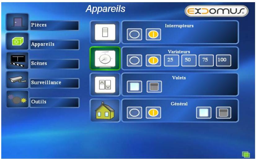DIGITAL HOME CONCEPT EXDOMUS PREMIUM 1 - Sous-menu « Appareils » - 1