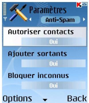 KAPERSKY ANTI-VIRUS MOBILE 6.0 - Paramètres antipourriel - 1