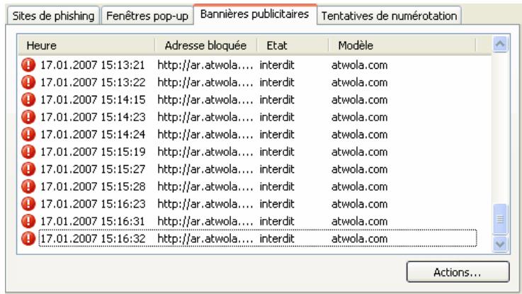 KAPERSKY INTERNET SECURITY 6.0 - Onglet Bannières publicitaires - 1
