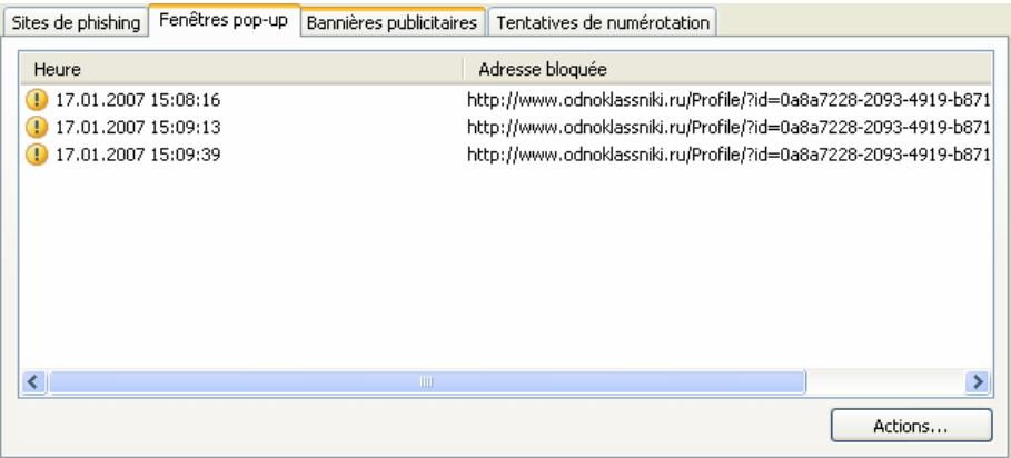 KAPERSKY INTERNET SECURITY 6.0 - Onglet Fenêtes pop-up - 1