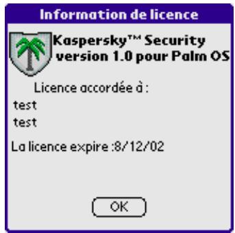 KAPERSKY SECURITY - Affichage des détails de l'application et de la licence - 2