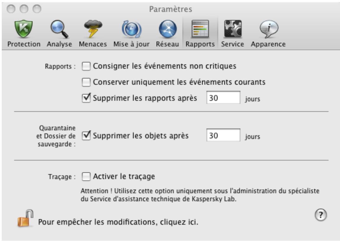 KASPERSKY LAB ENDPOINT SECURITY 8.0 - CONFIGURATION DES PARAMÉTRES DES RAPPORTS - 1