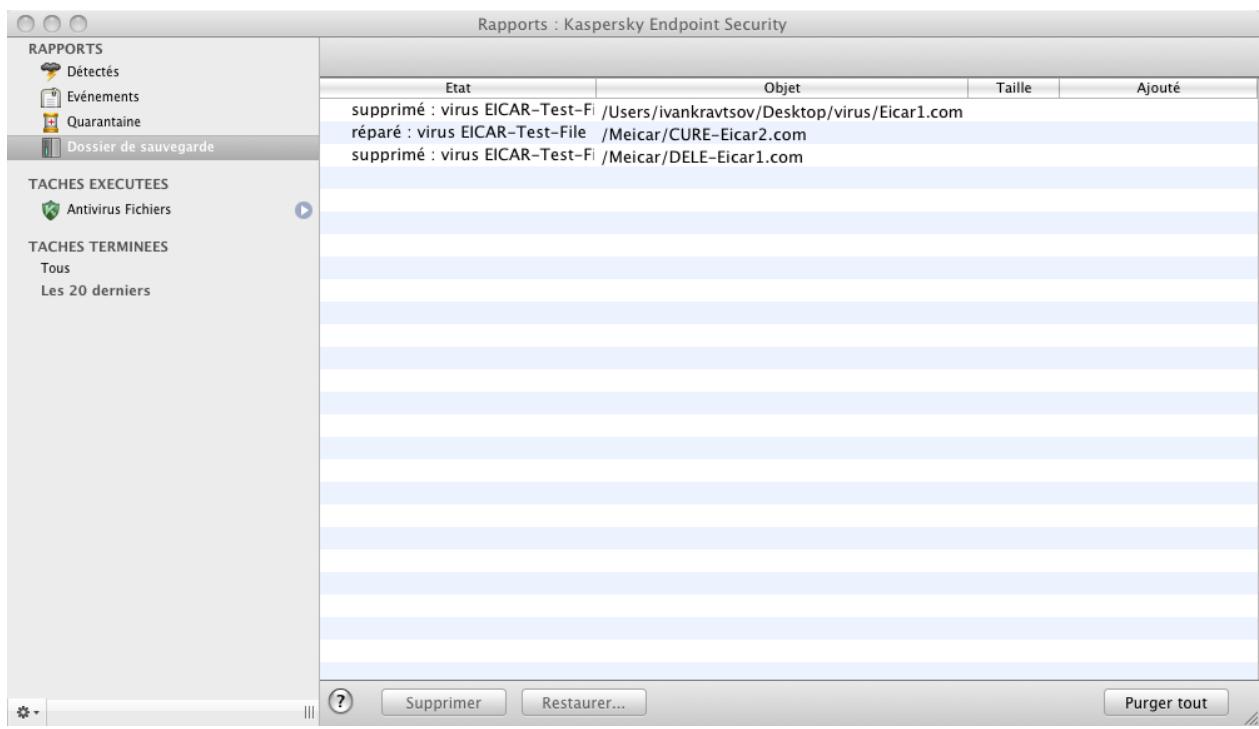 KASPERSKY LAB ENDPOINT SECURITY 8.0 - MANIPULATION DES COPIES DE SAUVEGARDE - 1