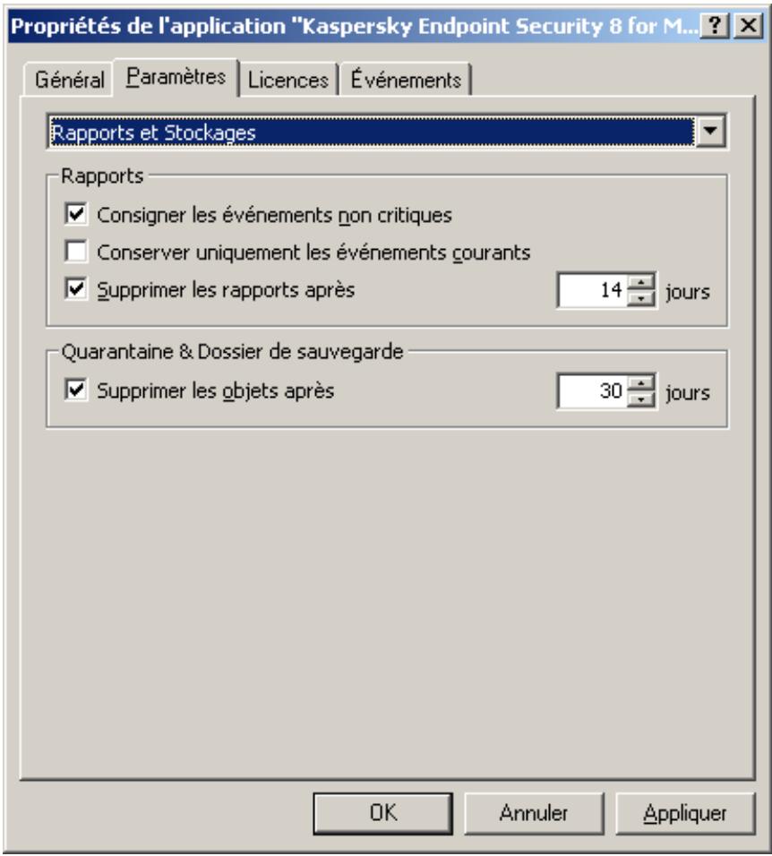 KASPERSKY LAB ENDPOINT SECURITY 8.0 - CONFIGURATION DES PARAMÉTRES DES RAPPORTS - 1