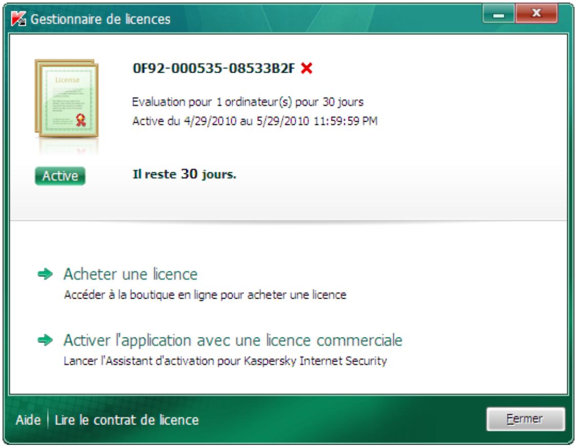 KASPERSKY LAB INTERNET SECURITY 2011 11.0 - CONSULTATION DES INFORMATIONS SUR LA LICENCE - 1