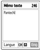 PANTECH PG-3500 - Changement du mode de saisie de texte - 1