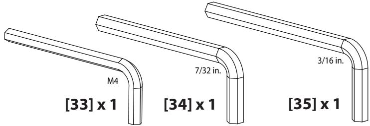 [33] x 1 M4 7/32 in. [34] x 1 3/16 in. [35] x 1