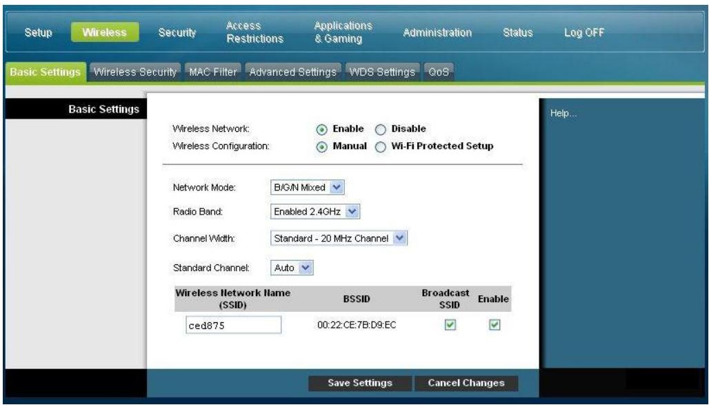 SCIENTIFIC ATLANTA DPC3825 - Exemple de page de configuration sans fil manuelle - 1