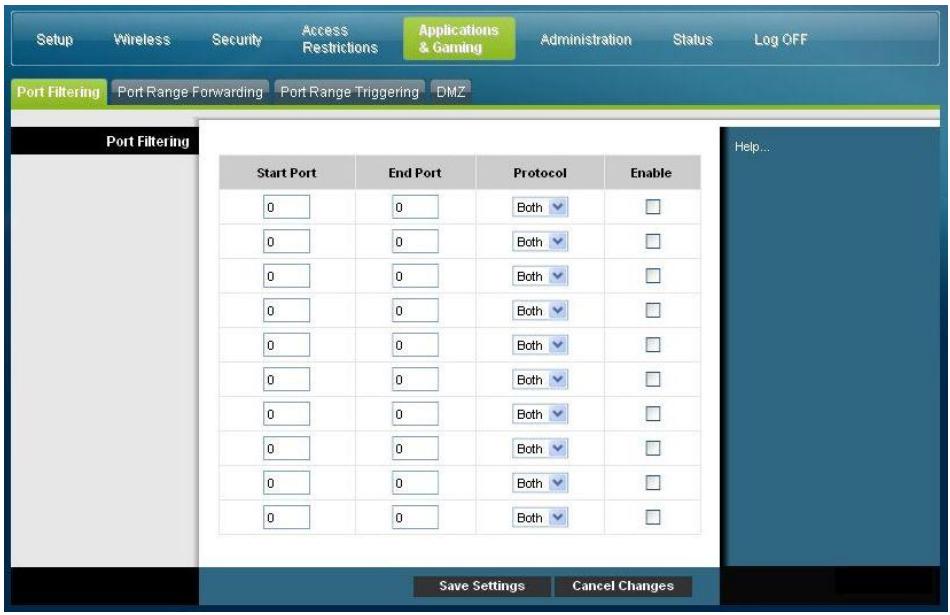 SCIENTIFIC ATLANTA DPC3825 - Applications &amp; Gaming > Port Filtering (Applications etieux > Filtragedes ports) - 1