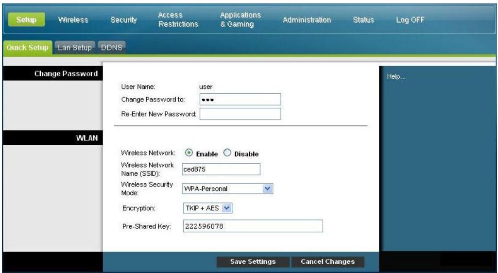 SCIENTIFIC ATLANTA EPC3825 - Setup > Quick Setup (Configuration > Configuration rapide) - 1