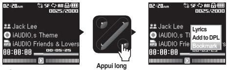 COWON SYSTEMS IAUDIO 7 - - Ajouter des plages à BookMark. - 1
