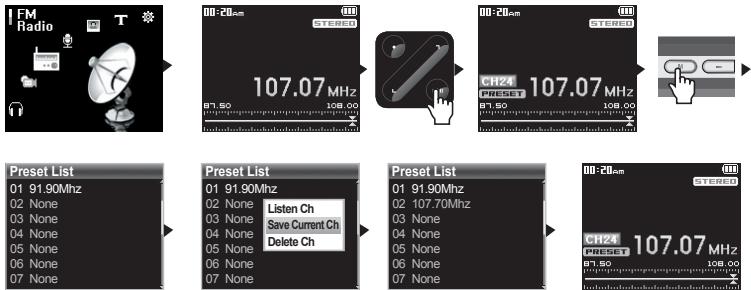 COWON SYSTEMS IAUDIO 7 - ■ Réglage et utilisation des canaux préréglés - 1