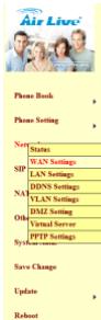 AIRLIVE VOIP-111A - Ustawenia sieci WAN i LAN - 1