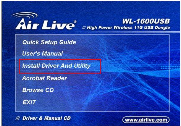 AIRLIVE WL-1600USB - Installation der Treiber und des Programmes - 1