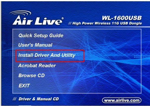 AIRLIVE WL-1600USB - Installer le Pilote et l'Utilité - 1