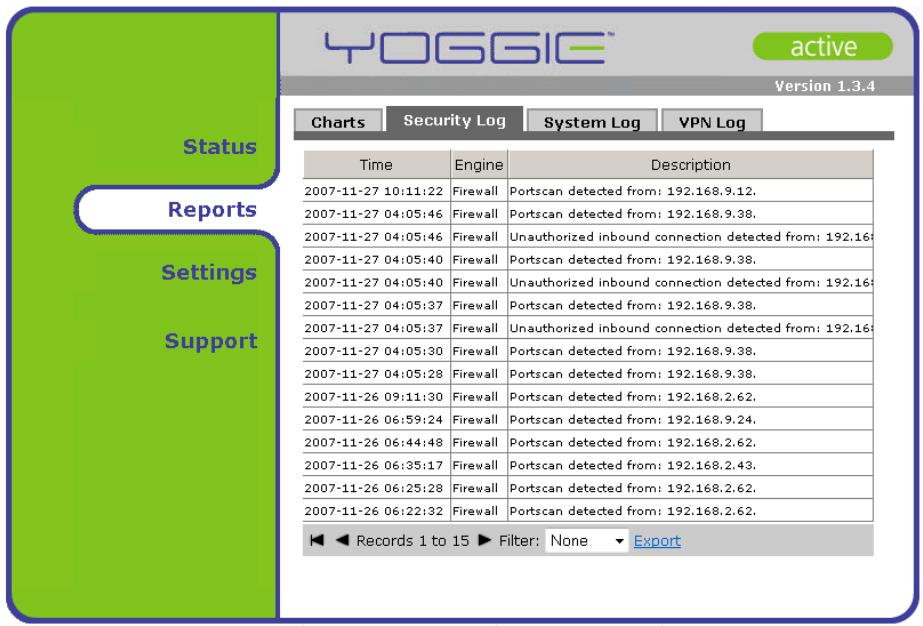 YOGGIE GATEKEEPER PICO - Pour visualiser le Journal de sécurité : - 1