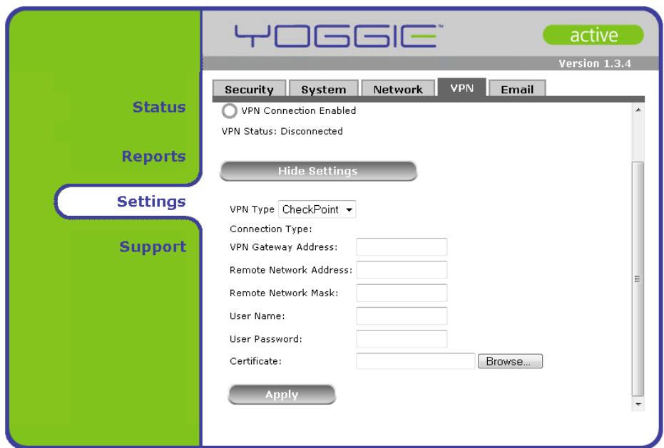 YOGGIE GATEKEEPER PICO - Pour configurer la connexion générique de RPV: - 1